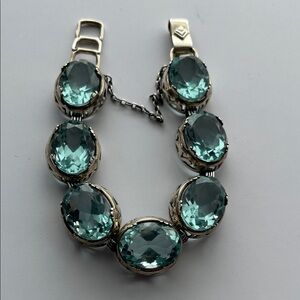 Silpada Sterling Silver and Blue Faceted Glass Bracelet